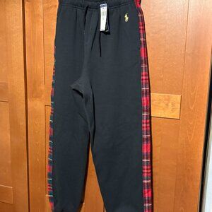 Ralph Lauren Woman Blue Drawstring Jogger Sweatpants Festive Accents Sz M $125